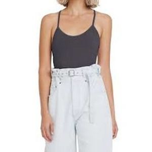 AGOLDE Dhalia Cross Back Bodysuit in Shadow Large